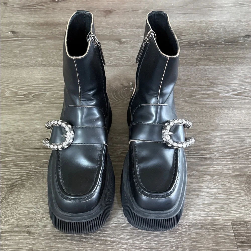 Gucci Authentic Hunder Dionysus-Buckle Leather Boots booties 37.5 - Picture 3 of 11